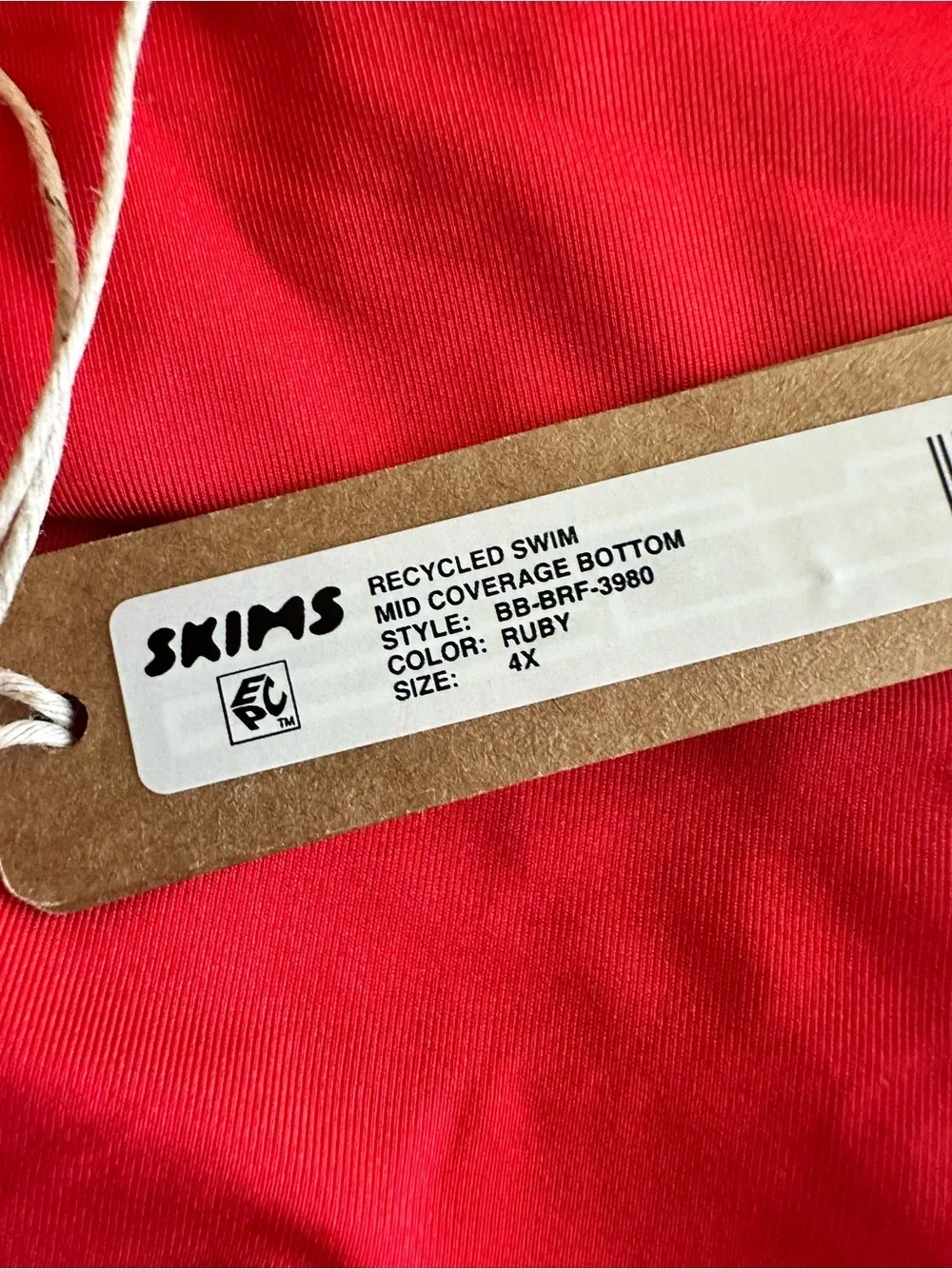 NWT Recycled Swim Plus Size Mid Coverage Swim Bottoms Ruby Red - Size 4X